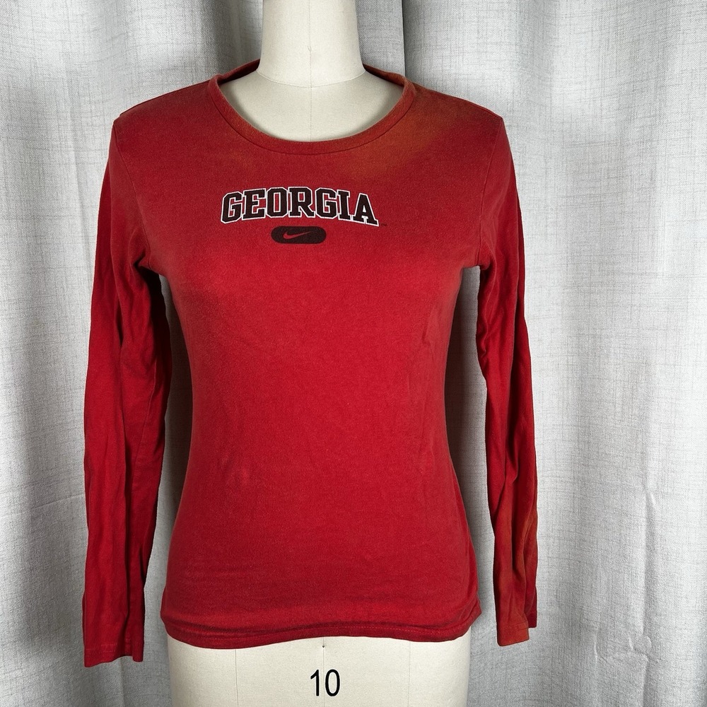Vintage Nike Georgia Bulldogs Red‎ Long Sleeve TShirt Men's Medium VERY Faded